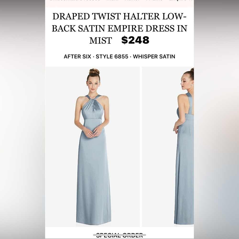 Halter Satin Bridesmaid Dress in Mist